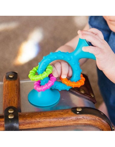 PipSquigz Loops mėlynas lipšniukas - barškutis kūdikiams - vaizdas baltame fone