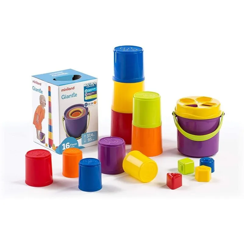 Miniland bokštas-rūšiuoklė (16 el.) - ir visi elementai su pakuote