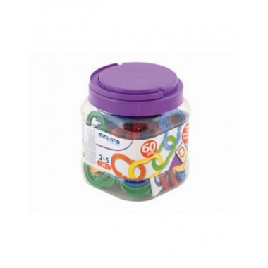 Miniland jungiamų žiedų rinkinys - vaizdas pakuotėje: užsukamame plastikiniame stiklainyje