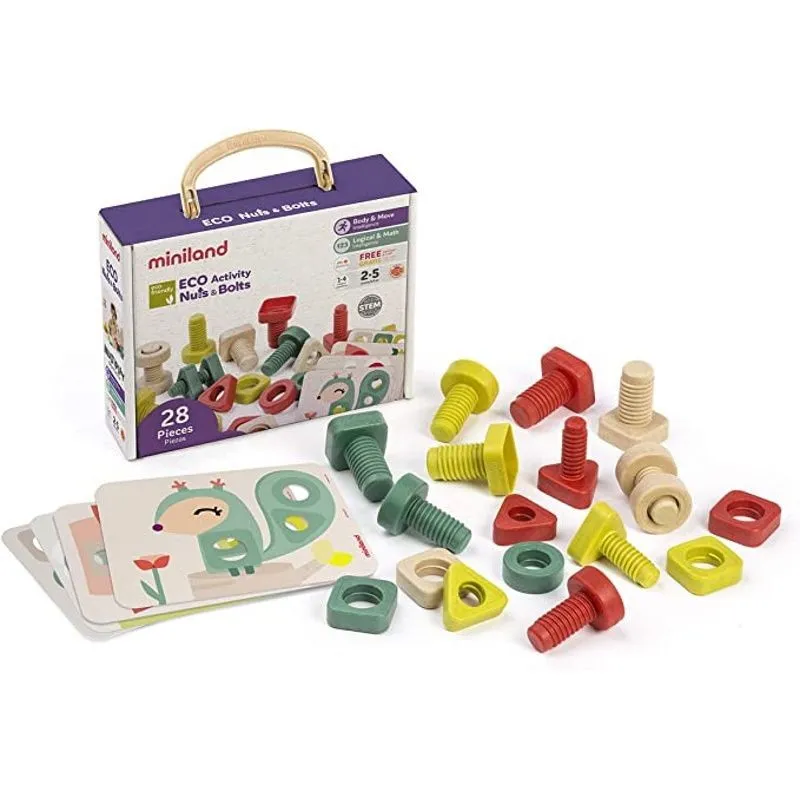 Miniland EKO lavinamasis varžtukų rinkinys - Lavinamieji žaislai vaikams nuo 2 metų