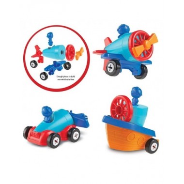 Konstriuktorius 1-2-3 Mašina-Lėktuvas-Laivas - Lavinamieji konstruktoriai vaikams nuo 2 metų