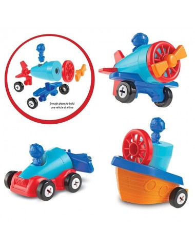 Konstriuktorius 1-2-3 Mašina-Lėktuvas-Laivas - Lavinamieji konstruktoriai vaikams nuo 2 metų