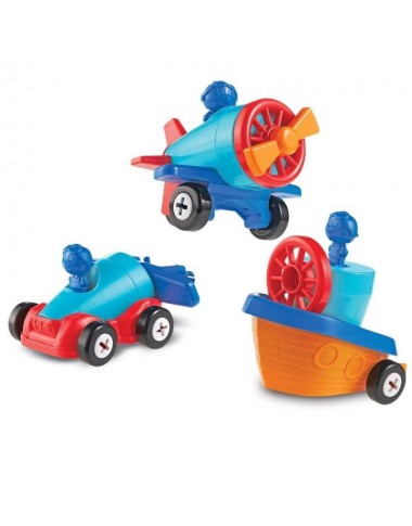 Konstriuktorius 1-2-3 Mašina-Lėktuvas-Laivas - Lavinamieji konstruktoriai vaikams nuo 2 metų