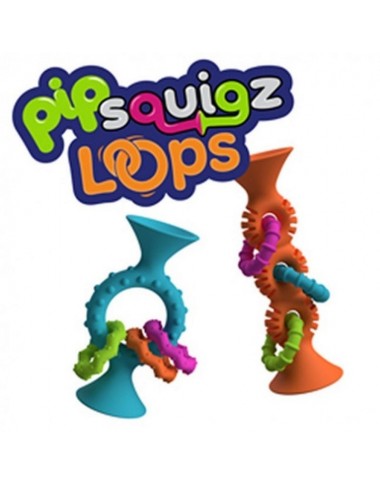 PipSquigz Loops mėlynas lipšniukas - barškutis kūdikiams - vaizdas baltame fone