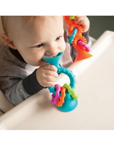 PipSquigz Loops mėlynas lipšniukas - barškutis kūdikiams - vaizdas baltame fone