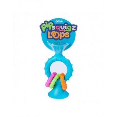 PipSquigz Loops mėlynas lipšniukas - barškutis kūdikiams - vaizdas baltame fone