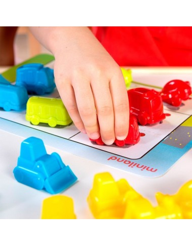 Miniland lavinamasis žaidimas Skaičiuok ir rūšiuok mašinas - Lavinamieji žaislai vaikams nuo 3 metų