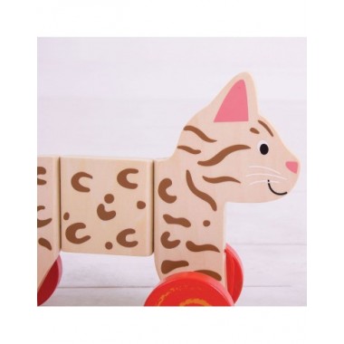 Bigjigs medinis traukiamas Kačiukas - Mediniai žaislai
