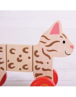 Bigjigs medinis traukiamas Kačiukas - Mediniai žaislai