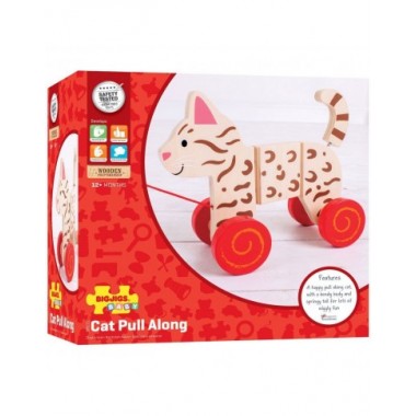 Bigjigs medinis traukiamas Kačiukas - Mediniai žaislai