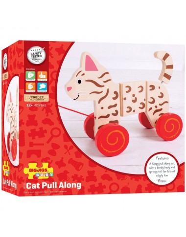 Bigjigs medinis traukiamas Kačiukas - Mediniai žaislai