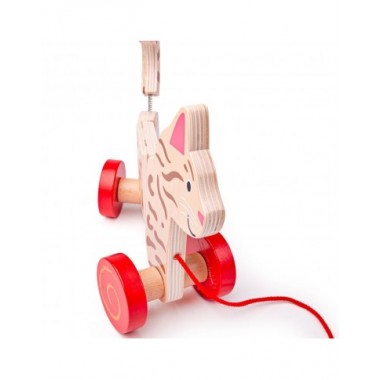 Bigjigs medinis traukiamas Kačiukas - Mediniai žaislai