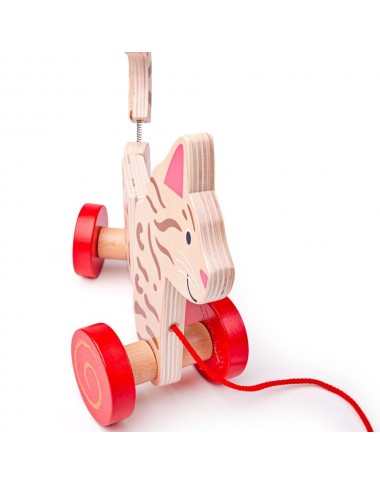 Bigjigs medinis traukiamas Kačiukas - Mediniai žaislai