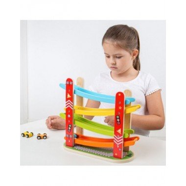 Medinis mašinėlių paleidimo garažas - mediniai žaislai vaikams