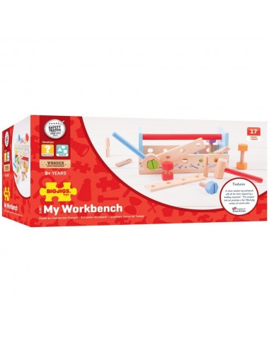 Bigjigs medinis meistro lagaminas-stalas - Mediniai žaislai vaikams