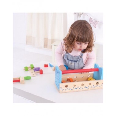 Bigjigs medinis meistro lagaminas-stalas - Mediniai žaislai vaikams