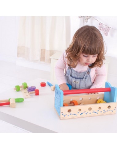 Bigjigs medinis meistro lagaminas-stalas - Mediniai žaislai vaikams