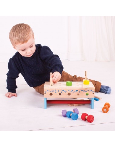 Bigjigs medinis meistro lagaminas-stalas - Mediniai žaislai vaikams