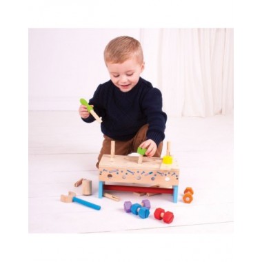 Bigjigs medinis meistro lagaminas-stalas - Mediniai žaislai vaikams