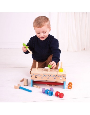 Bigjigs medinis meistro lagaminas-stalas - Mediniai žaislai vaikams