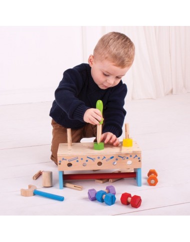 Bigjigs medinis meistro lagaminas-stalas - Mediniai žaislai vaikams