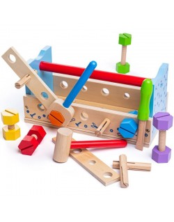 Bigjigs medinis meistro lagaminas-stalas - Mediniai žaislai vaikams