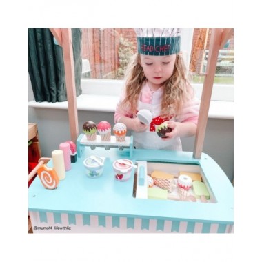 Bigjigs medinis vaikiškas ledų vežimėlis - Mediniai žaislai vaikams