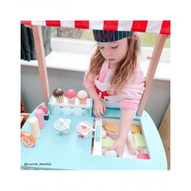 Bigjigs medinis vaikiškas ledų vežimėlis - Mediniai žaislai vaikams