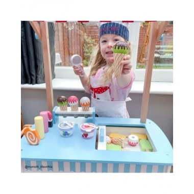 Bigjigs medinis vaikiškas ledų vežimėlis - Mediniai žaislai vaikams