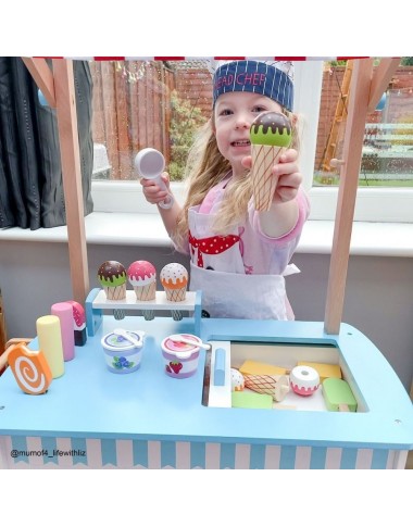 Bigjigs medinis vaikiškas ledų vežimėlis - Mediniai žaislai vaikams