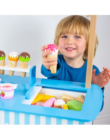 Bigjigs medinis vaikiškas ledų vežimėlis - Mediniai žaislai vaikams