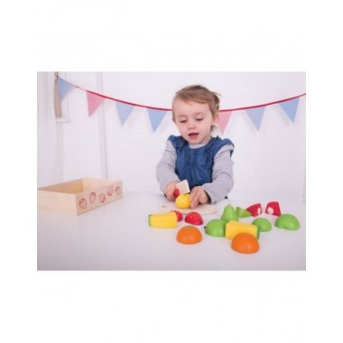 Bigjigs mediniai pjaustomi vaisiai - Mediniai žaislai vaikams