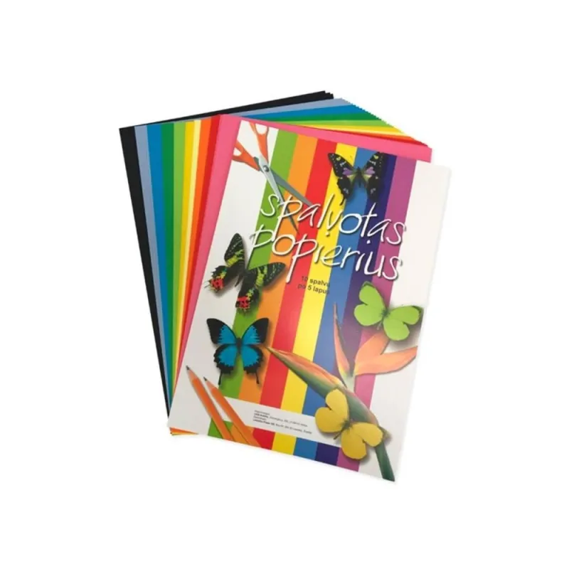 Spalvotas dvipusis popierius (A4, 50 l, 80 gsm) - Piešimo popierius Spalvotas dvipusis popierius (A4, 50 l, 80 gsm) - Piešimo popierius