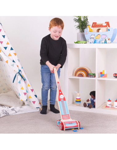 Bigjigs medinis vaikiškas dulkių siurblys - Mediniai žaislai