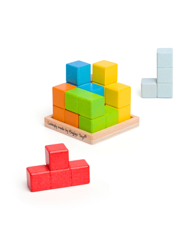 Bigjigs medinė dėlionė-galvosūkis Kubas - Lavinamieji žaidimai vaikams nuo 3 metų