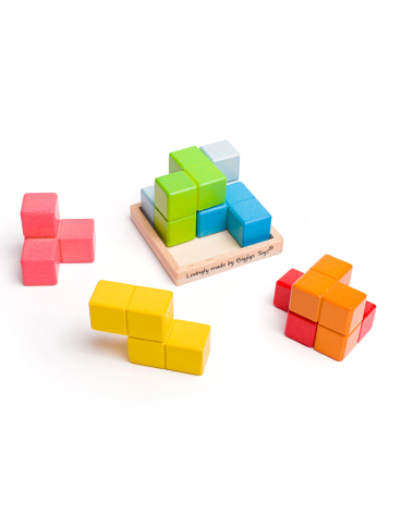 Bigjigs medinė dėlionė-galvosūkis Kubas - Lavinamieji žaidimai vaikams nuo 3 metų