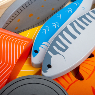 Bigjigs medinių jūros gėrybių dėžutė - Mediniai žaislai vaikams nuo 3 metų