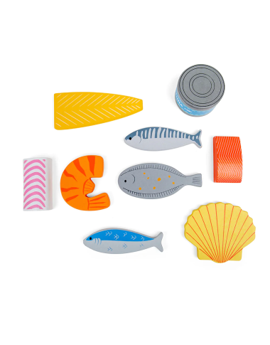 Bigjigs medinių jūros gėrybių dėžutė - Mediniai žaislai vaikams nuo 3 metų