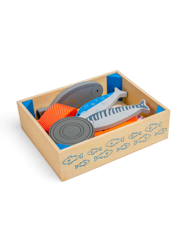 Bigjigs medinių jūros gėrybių dėžutė - Mediniai žaislai vaikams nuo 3 metų