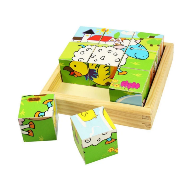 Bigjigs medinės kaladėlės-dėlionė Ūkis - Medinės dėlionės vaikams