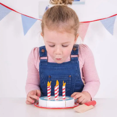 Bigjigs medinis gimtadienio tortas - Mediniai žaislai vaikams vaikams nuo 3 metų