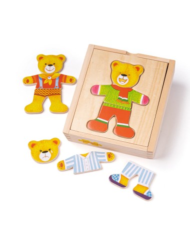 Bigjigs medinė dėlionė Aprenk meškiuką - Medinės dėlionės vaikams