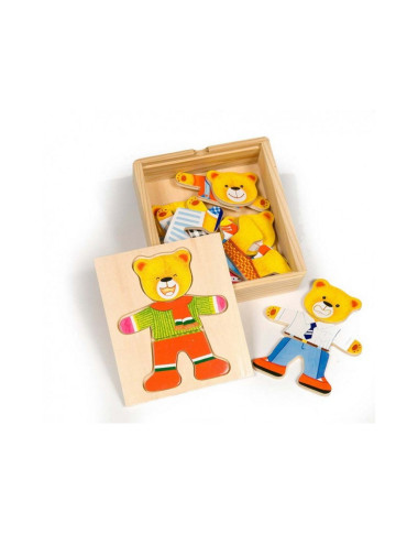 Bigjigs medinė dėlionė Aprenk meškiuką - Medinės dėlionės vaikams