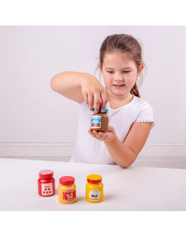 Bigjigs mediniai stiklainiukai - Mediniai žaislai vaikams vaikams nuo 3 metų