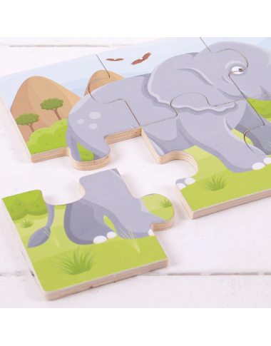 Bigjigs medinių dėlionių rinkinys Safari gyvūnai - Medinės dėlionės vaikams