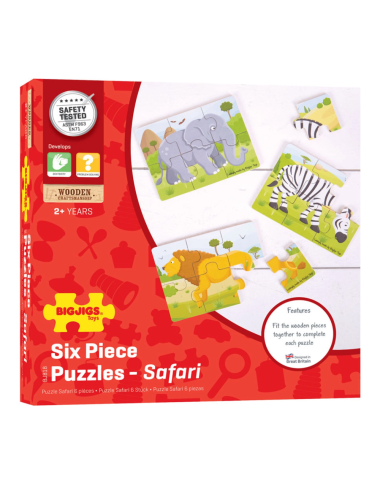 Bigjigs medinių dėlionių rinkinys Safari gyvūnai - Medinės dėlionės vaikams