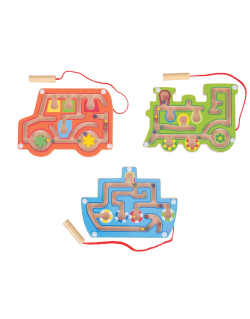 Bigjigs medinis magnetinis labirintas Mašina - Mediniai lavinamieji žaislai