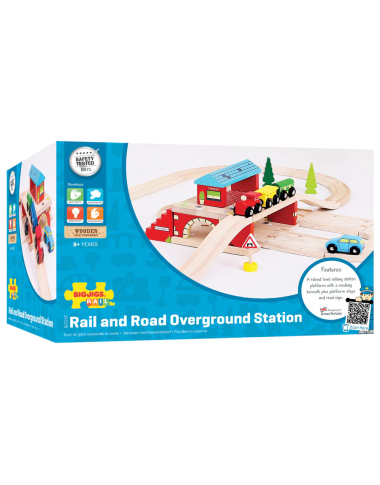 Bigjigs virszemes dzelzceļa stacija - Koka vilcieni - Lapute.lt