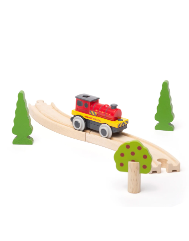 Bigjigs elektroninis lokomotyvas - Mediniai traukinukai vaikams