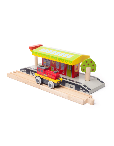 Bigjigs elektroninis lokomotyvas - Mediniai traukinukai vaikams